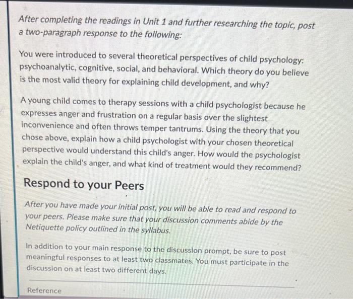 Solved intro to child development book Unit 1 by jennifer | Chegg.com