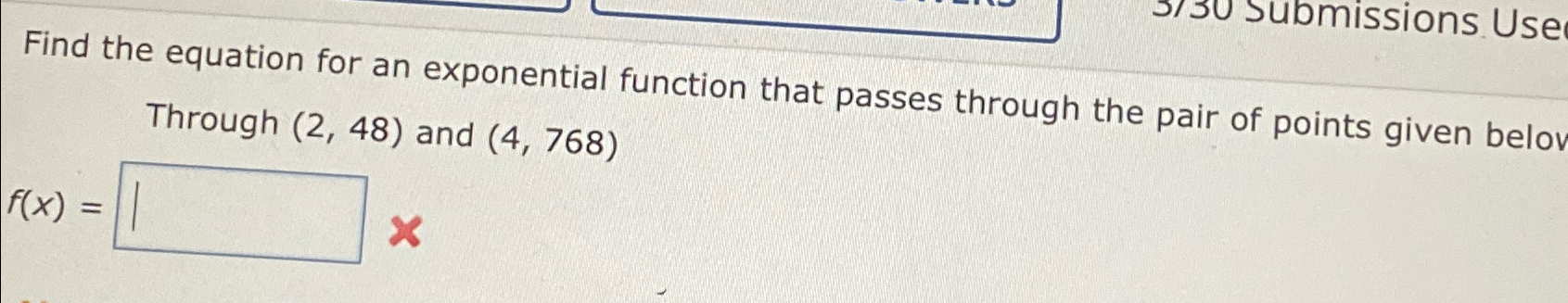 Find the equation for an exponential function that | Chegg.com
