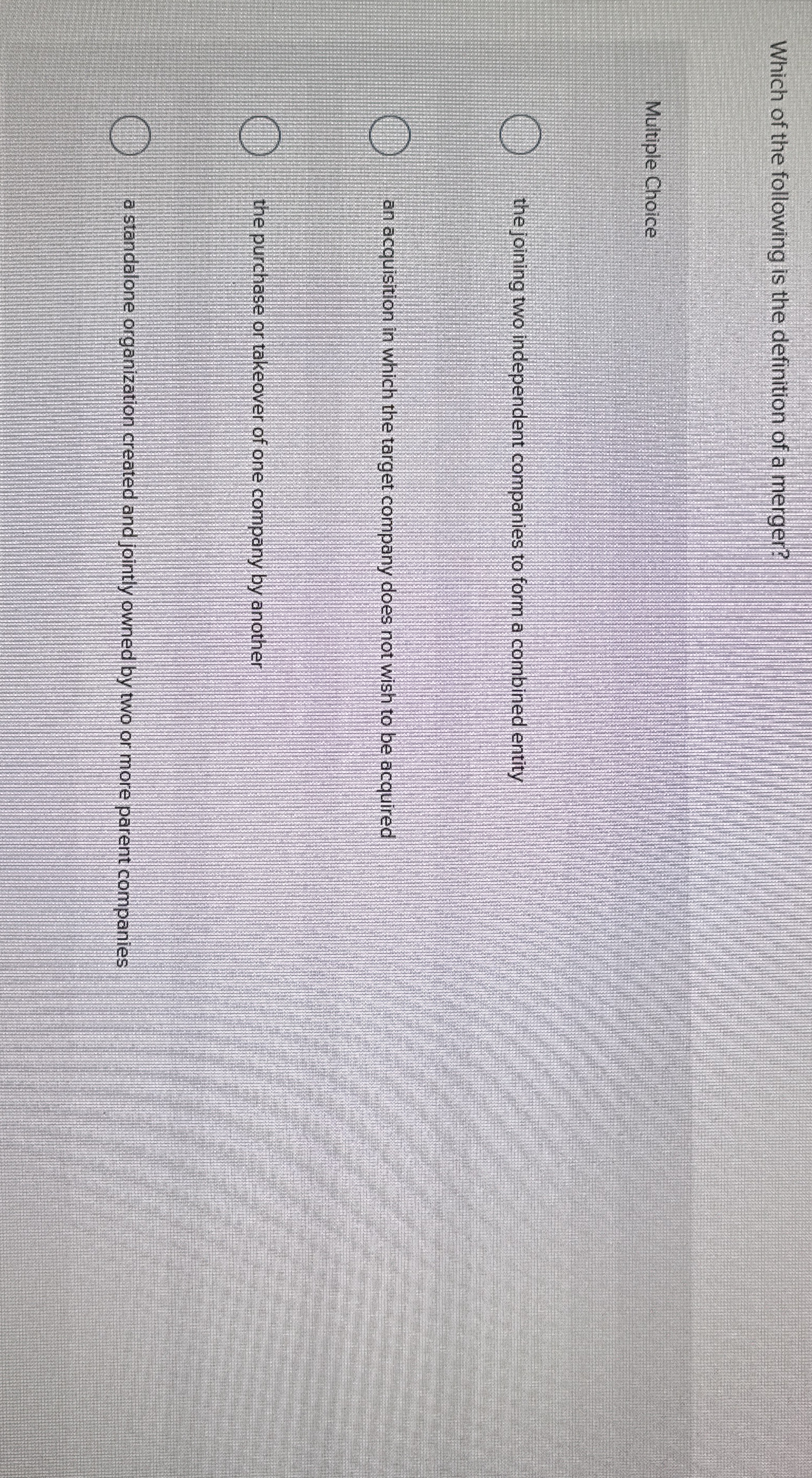 Solved Which of the following is the definition of a