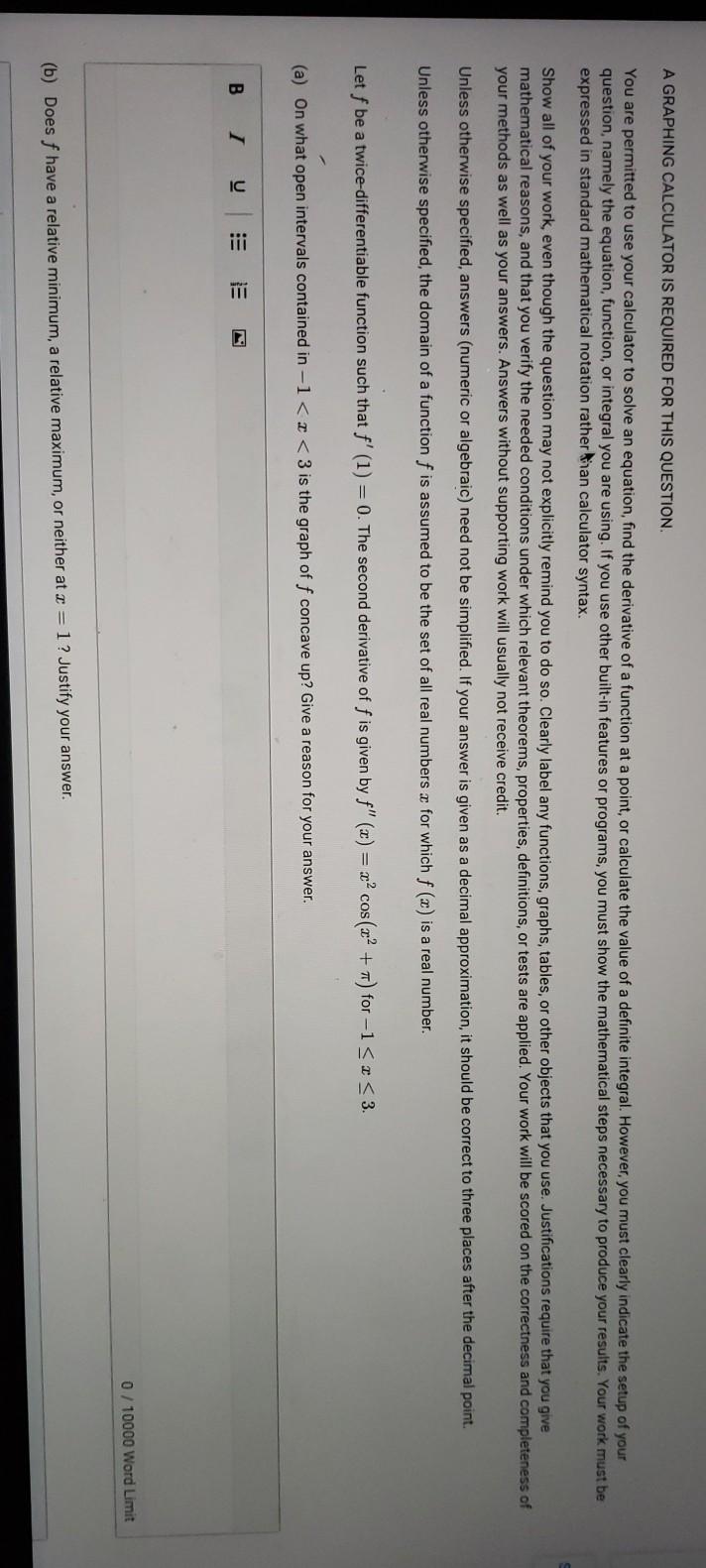 Solved A GRAPHING CALCULATOR IS REQUIRED FOR THIS QUESTION | Chegg.com
