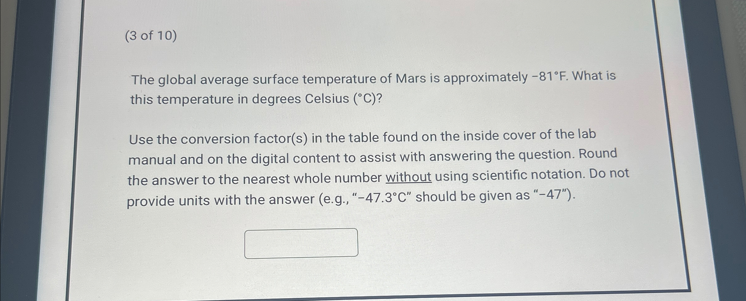 Solved (3 ﻿of 10 )The global average surface temperature of | Chegg.com