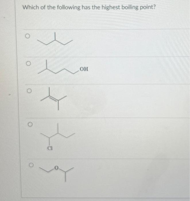 Solved Which of the following has the highest boiling point? | Chegg.com