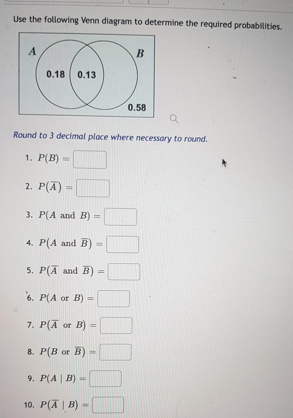 Solved Use The Following Venn Diagram To Determine The | Chegg.com