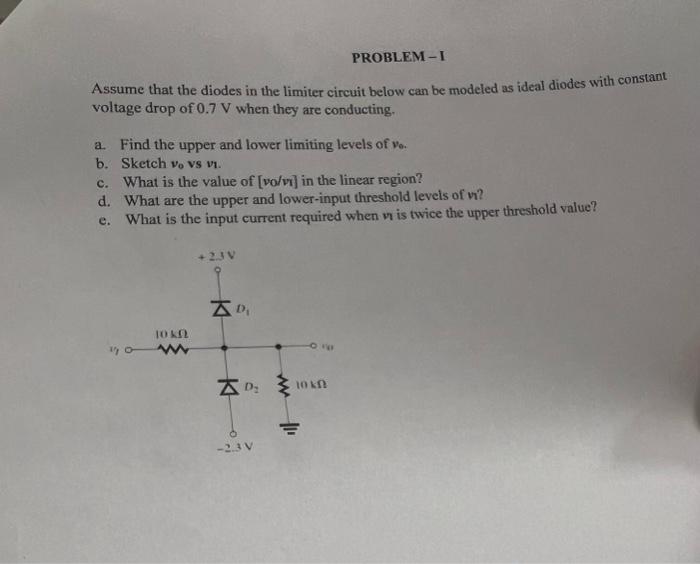 Solved Assume that the diodes in the limiter circuit below Circuit Diagram