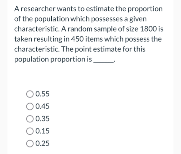 Solved A researcher wants to estimate the proportion of the | Chegg.com