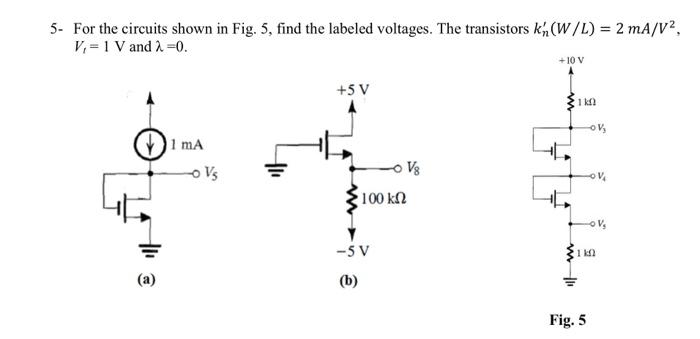 For the circuits shown in Fig. 5, find the labeled | Chegg.com