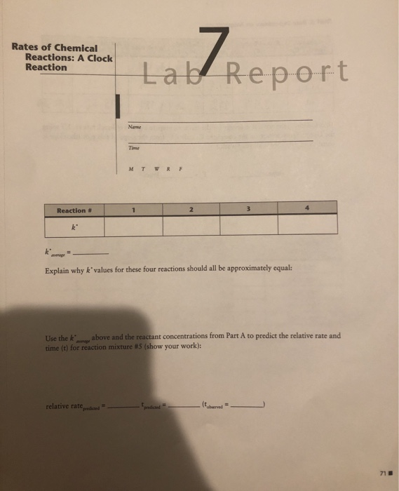 lab rate of chemical reactions assignment lab report