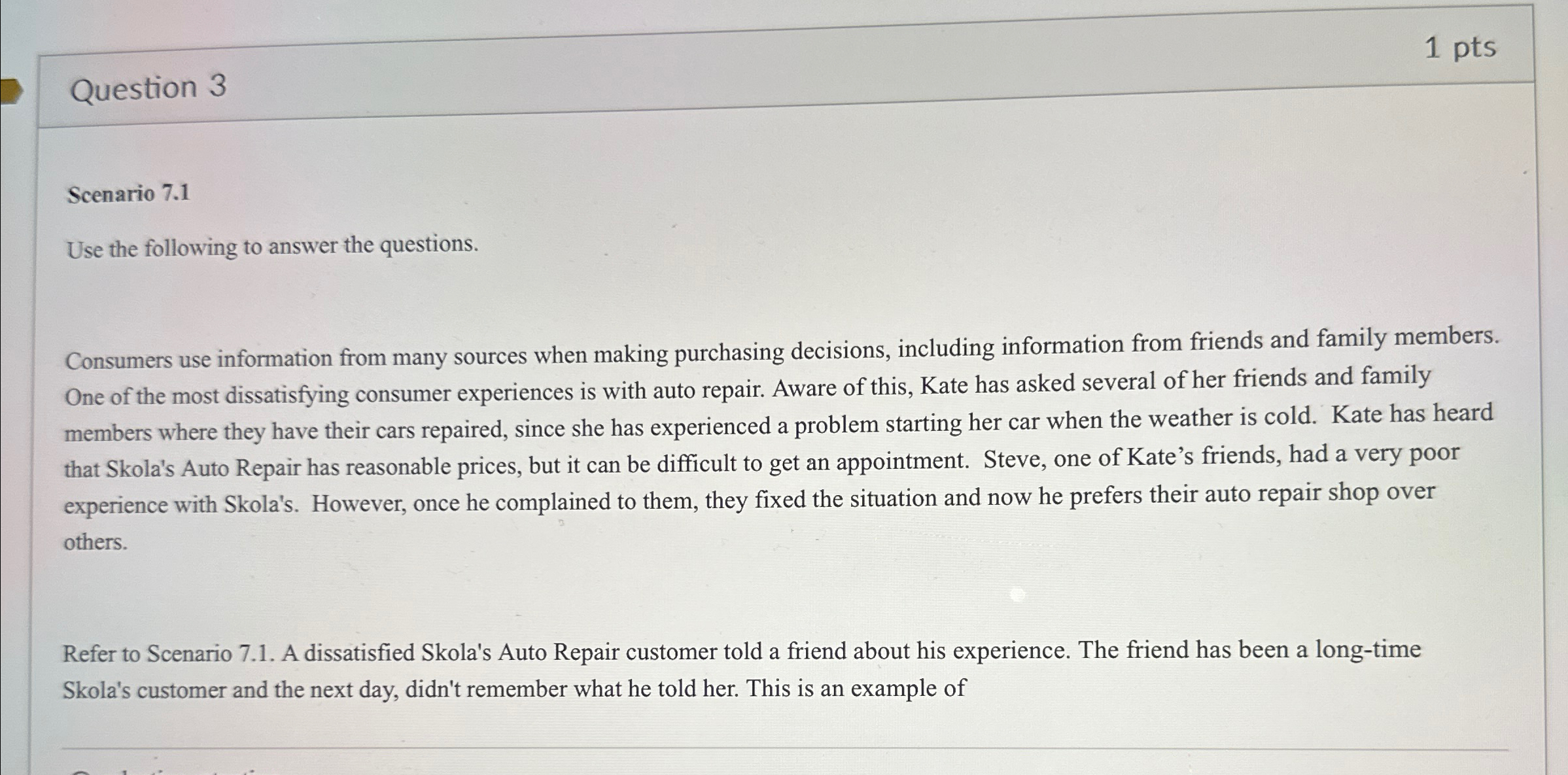 Solved Question 31 ﻿ptsScenario 7.1Use the following to | Chegg.com