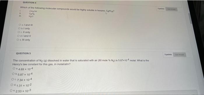 Solved QUESTION 4 Which of the following molecular compounds | Chegg.com
