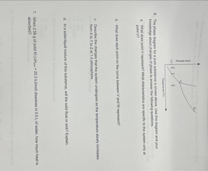 Solved 6. The phase diagram for a pure substance is shown | Chegg.com
