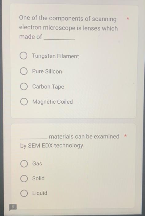 Solved One of the components of scanning electron microscope | Chegg.com