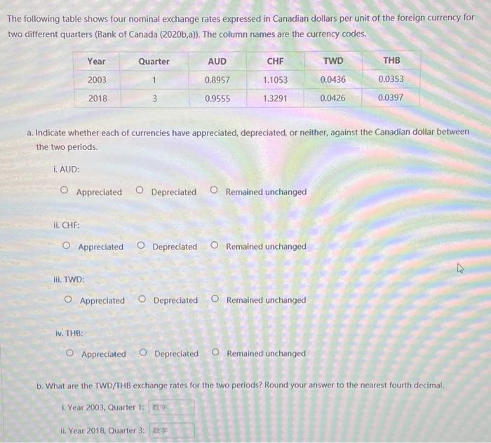 solved-the-following-table-shows-four-nominal-exchange-rates-chegg