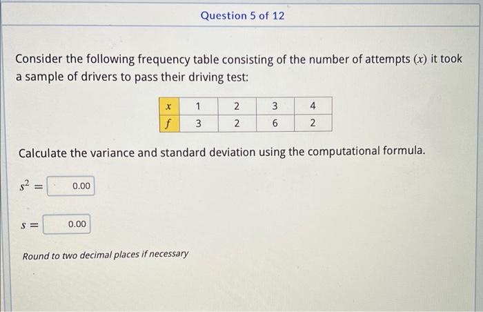 Solved Consider the following frequency table consisting of | Chegg.com