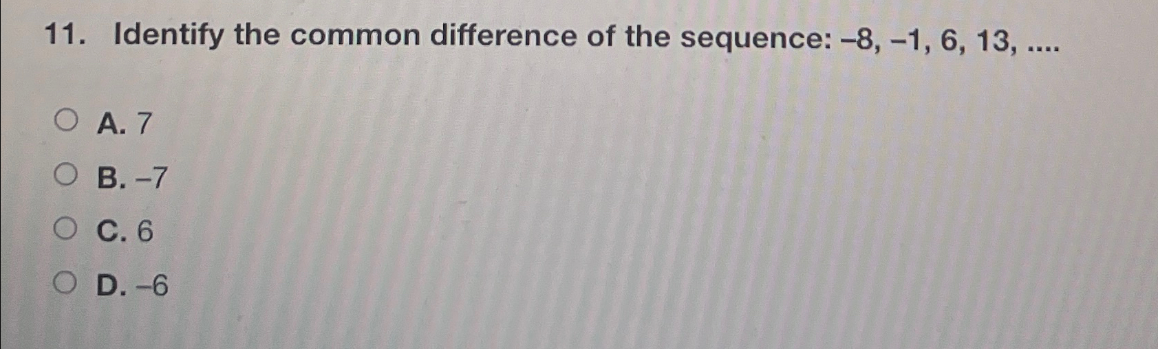 Solved Identify the common difference Of the sequence: | Chegg.com