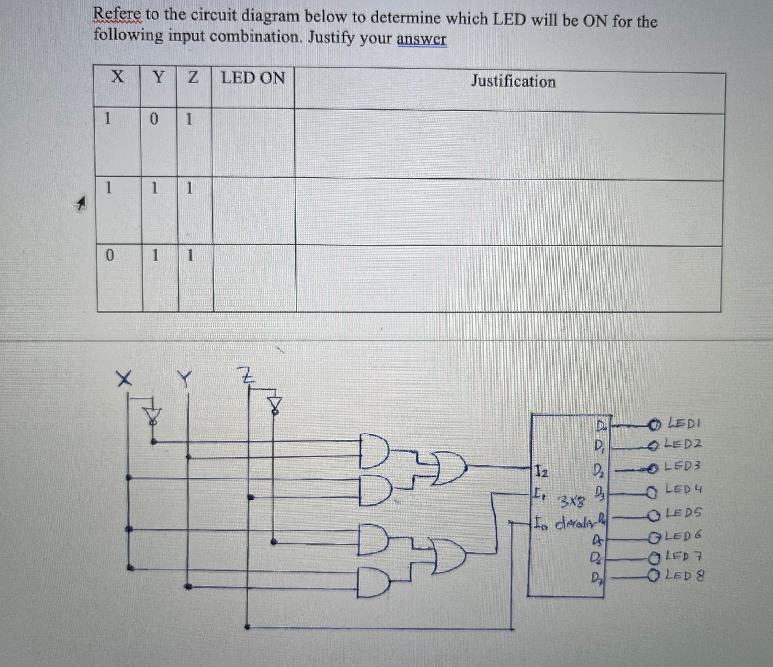 Solved Which led will be on and justify the answer | Chegg.com