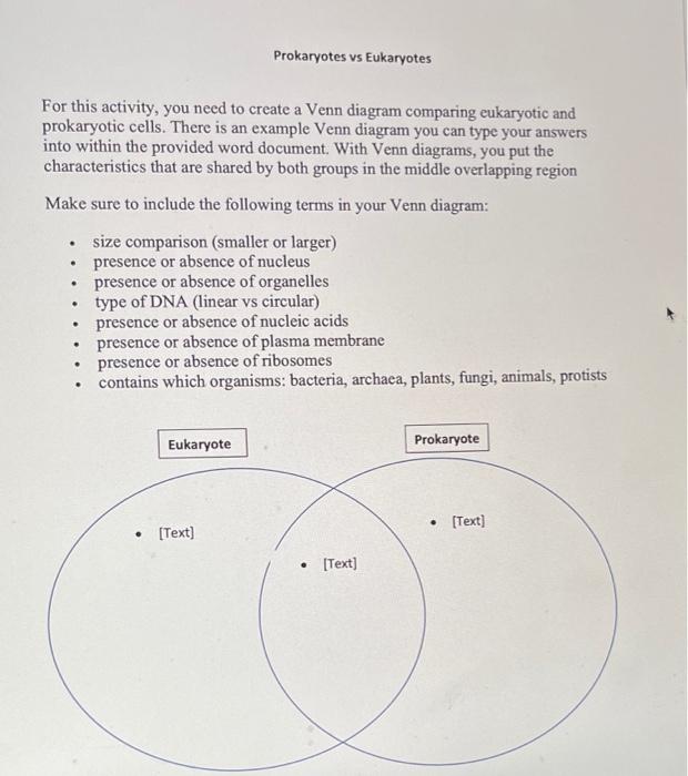 eukaryotic and prokaryotic cells venn diagram