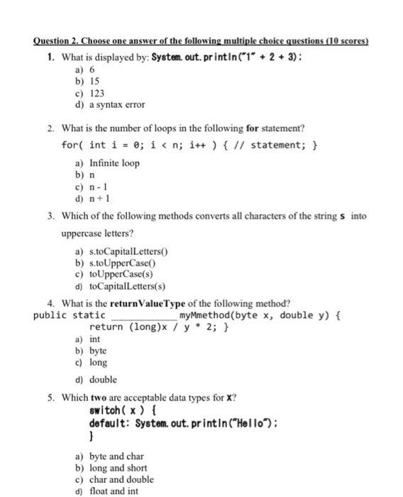 Solved Question 2. Choose one answer of the following | Chegg.com