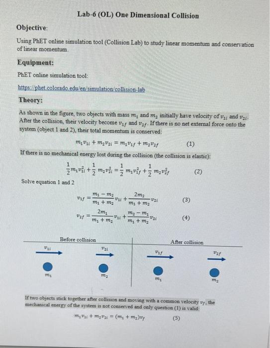 Solved m1v1i+m2v2i=m1v1f+m2v2f If there is no mechanical | Chegg.com