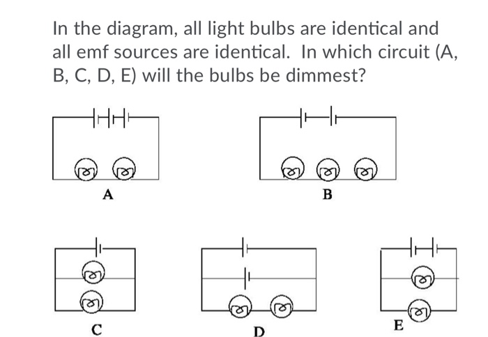 Solved In the diagram, all light bulbs are identical and all | Chegg.com