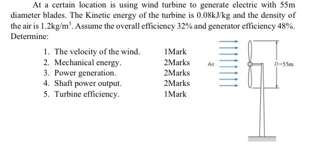 Solved At a certain location is using wind turbine to | Chegg.com
