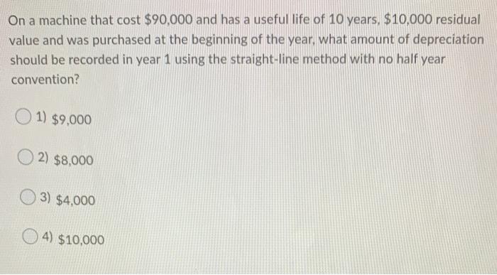 Solved On a machine that cost $90,000 and has a useful life | Chegg.com