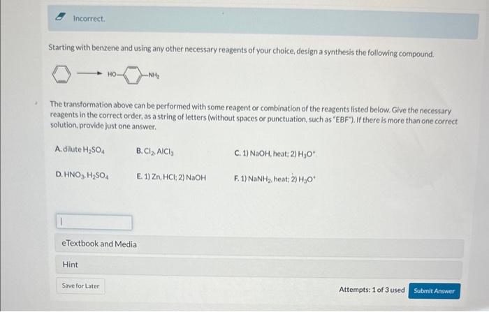 Solved Starting With Benzene And Using Any Other Necessary | Chegg.com