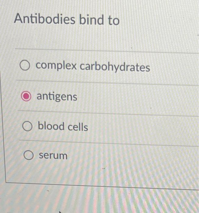 Solved Antibodies bind to complex carbohydrates antigens