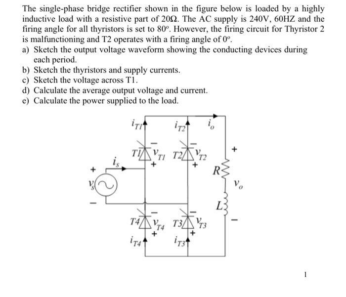 Solved The singlephase bridge rectifier shown in the figure
