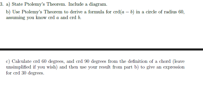 Solved A ﻿state Ptolemys Theorem Include A Diagramb 1652