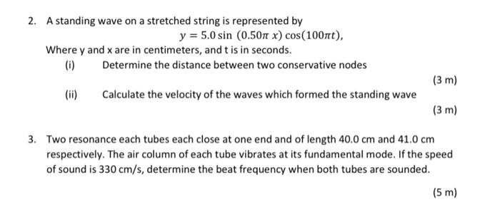 Solved 2. A standing wave on a stretched string is | Chegg.com