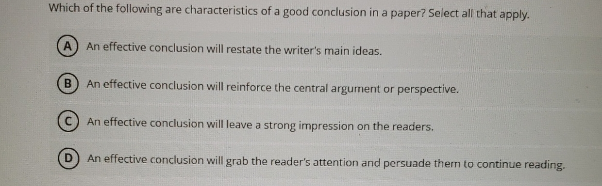 Solved Which of the following are characteristics of a good | Chegg.com