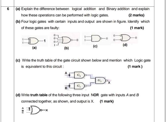 Solved 6 (a) Explain the difference between logical addition | Chegg.com