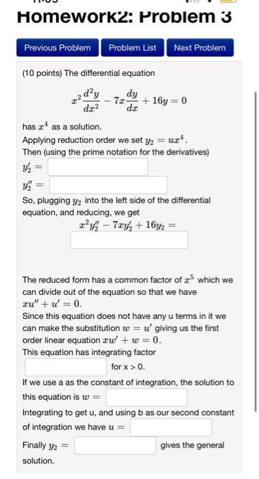 Solved (10 points) The differential equation | Chegg.com