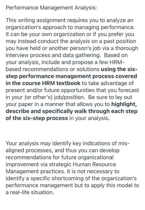 Performance Management Analysis: This writing | Chegg.com