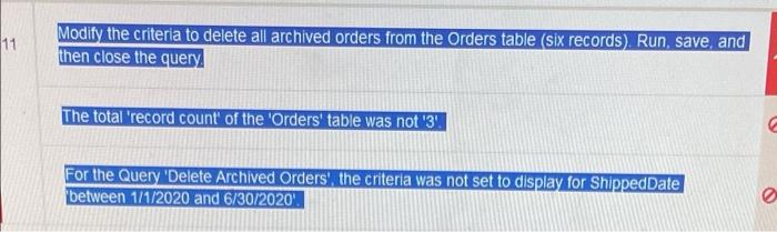 Solved how do i modify to delete all archived orders table | Chegg.com