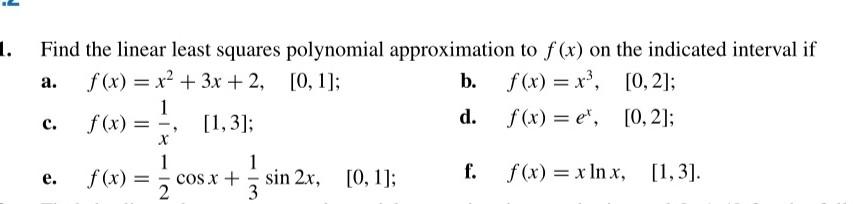 Solved Find the linear least squares polynomial | Chegg.com