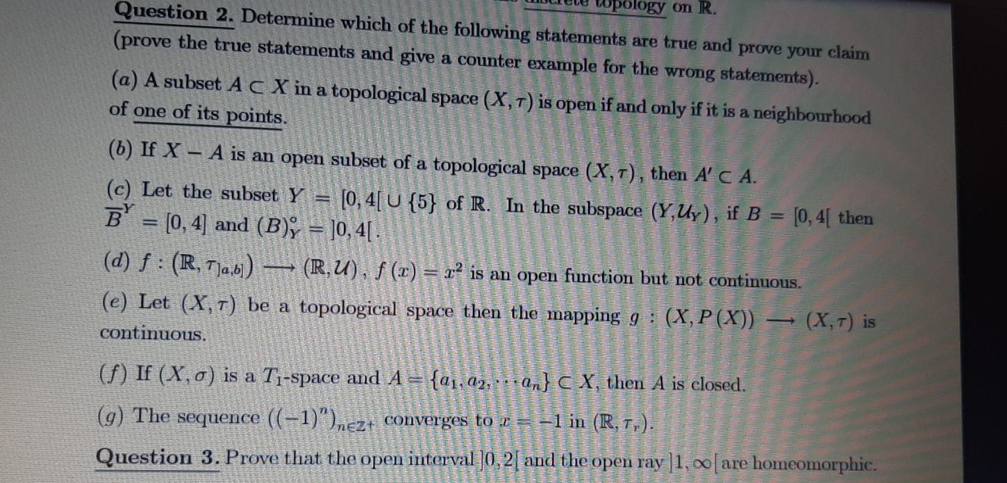Solved Topology- Can you solve Question 2 and Question 3 | Chegg.com