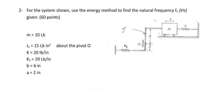 Solved 2- For the system shown, use the energy method to | Chegg.com