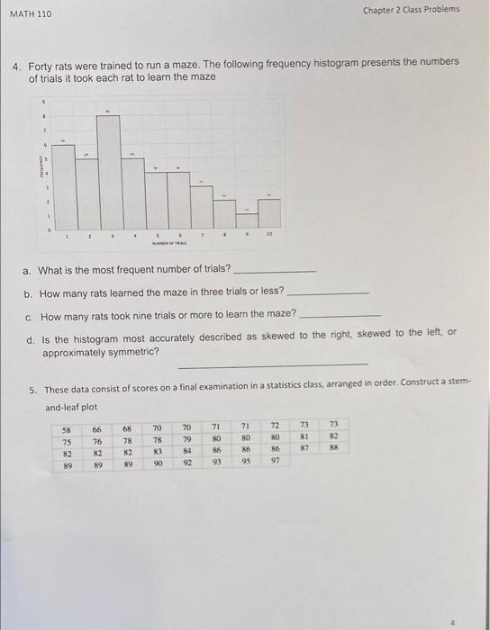 Solved Chapter 2 Class Problems MATH 110 3. Batting average: | Chegg.com