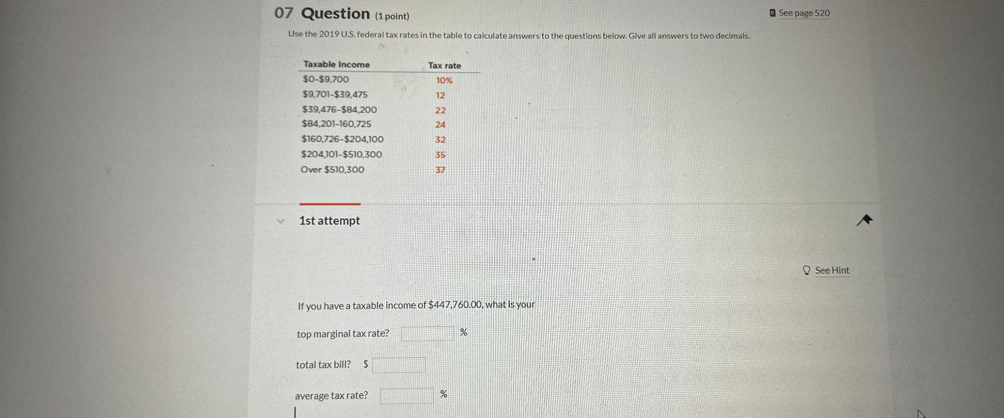 Solved 07 ﻿Question (1 ﻿point)a See page 520Use the 2019 | Chegg.com