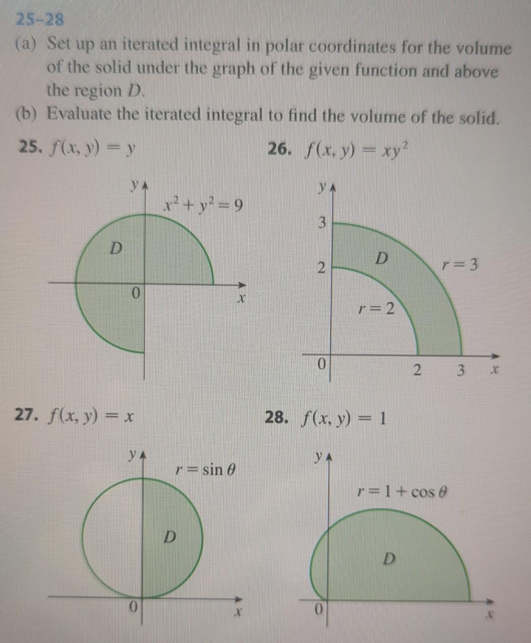 Solved 25-28 (a) Set up an iterated integral in polar | Chegg.com