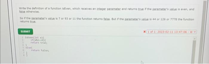 Solved Write the definition of a function is Even, which | Chegg.com