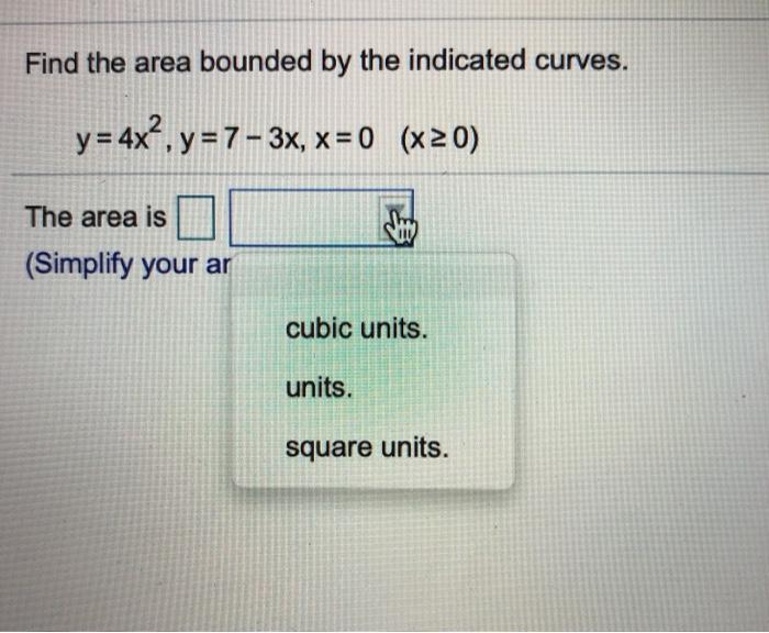 Solved Find The Area Bounded By The Indicated Curves Y Chegg