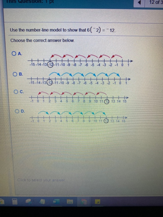 Solved This Question 1 pt 12 of 3 Use the numberline model