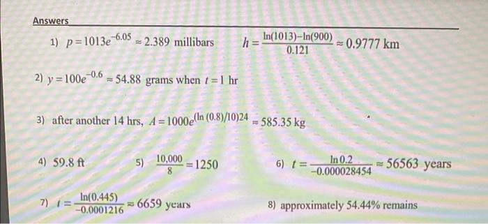 Solved 8 differential equations exponential decay or growth | Chegg.com