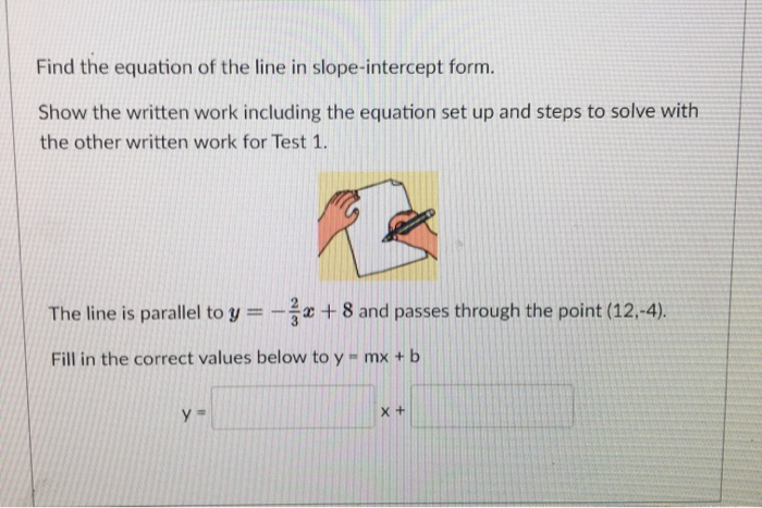 Solved Find the equation of the line in slope-intercept | Chegg.com