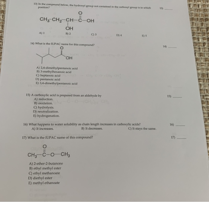 Solved 13) In the compound below, the hydroxyl group not | Chegg.com