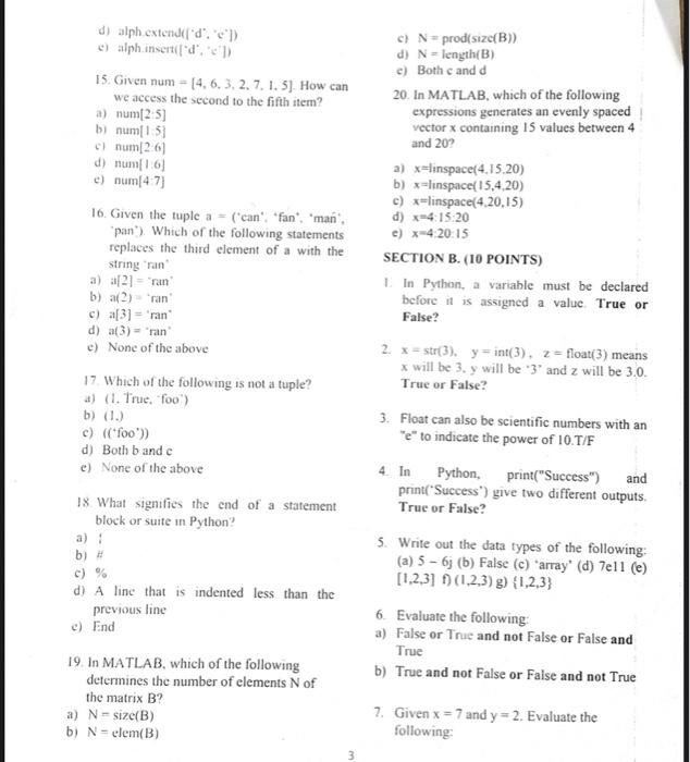 Solved 1 Which of the following is not a valid variable name