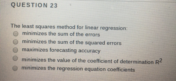 Solved QUESTION 23 The least squares method for linear | Chegg.com