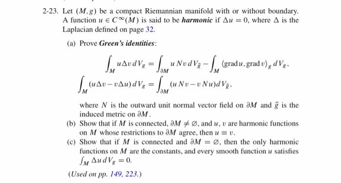 2 23 Let M G Be A Compact Riemannian Manifold With Chegg Com